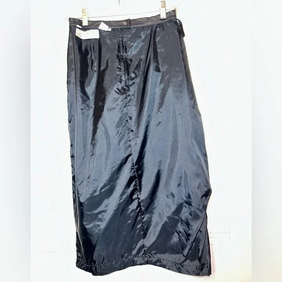 Vintage Laurice Black Leather Midi Side Slit Lined Skirt - Picture 4 of 10